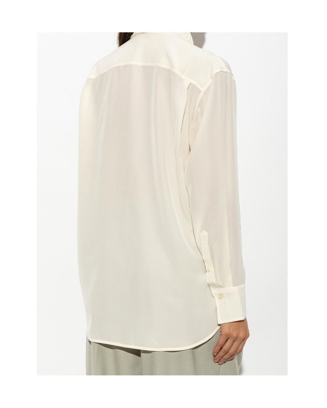 Victoria Beckham White Pleated Tie Detail Shirt