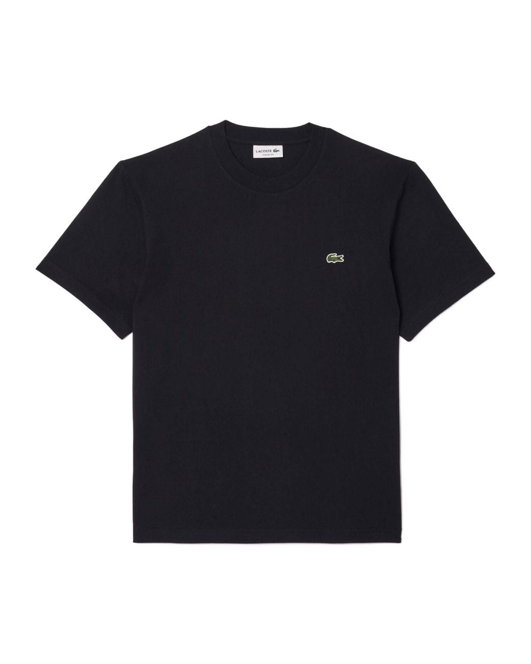 Lacoste Black Cotton Tshirt With Crocodile Logo for men