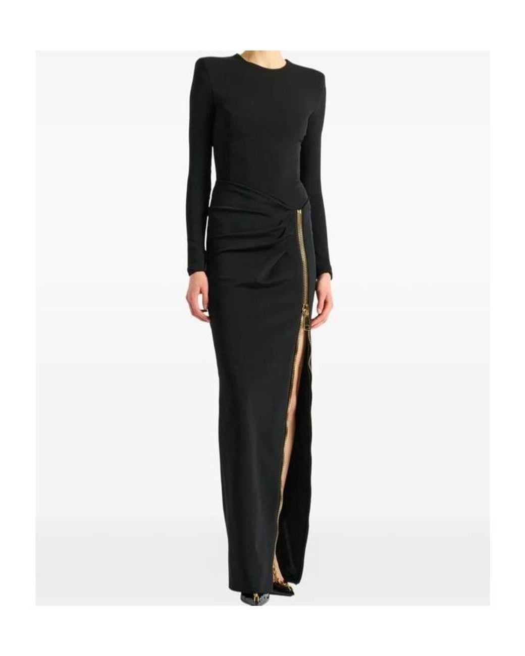 Balmain Black Zip Slit Dress