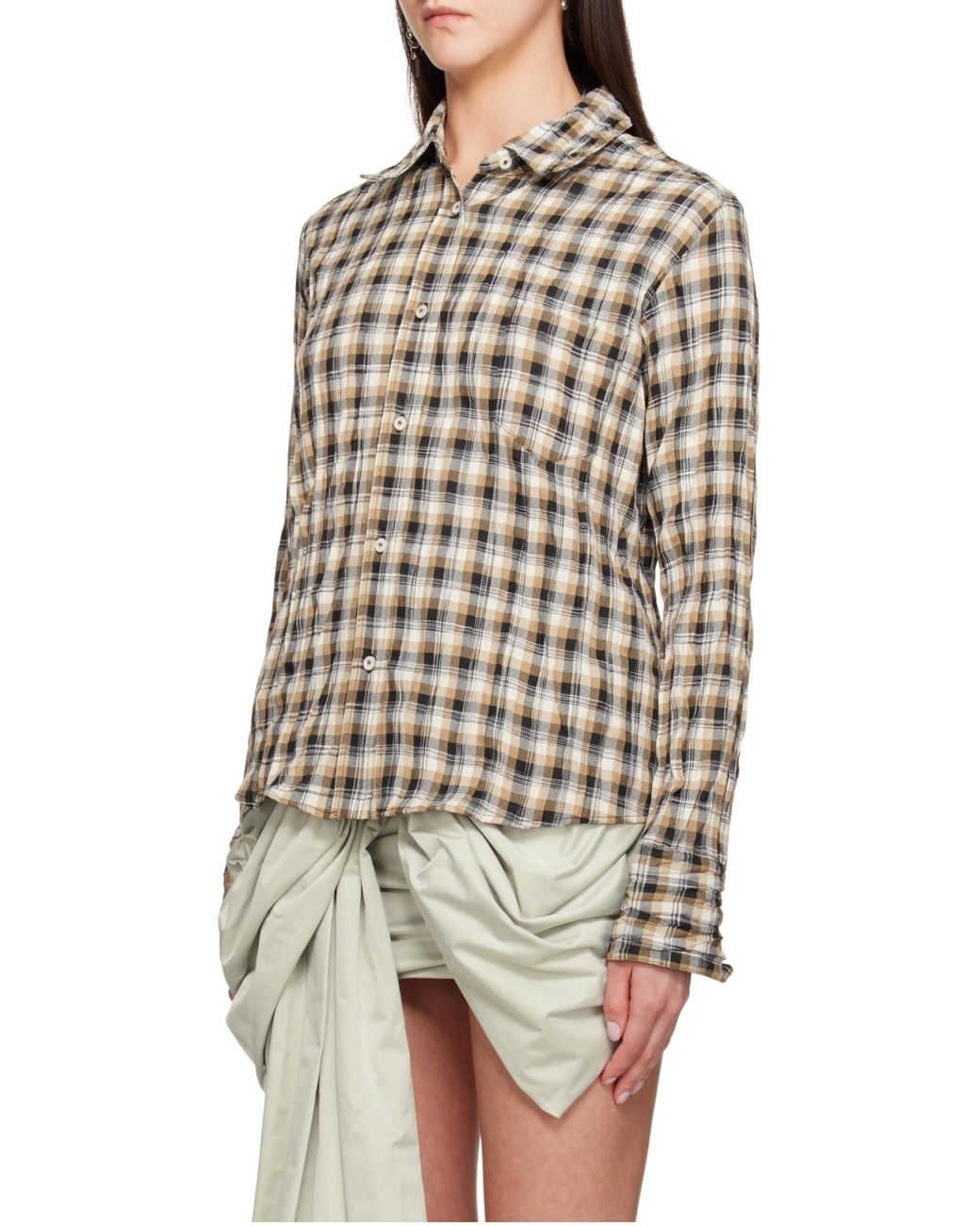 Acne White Check Button-Up Shirt