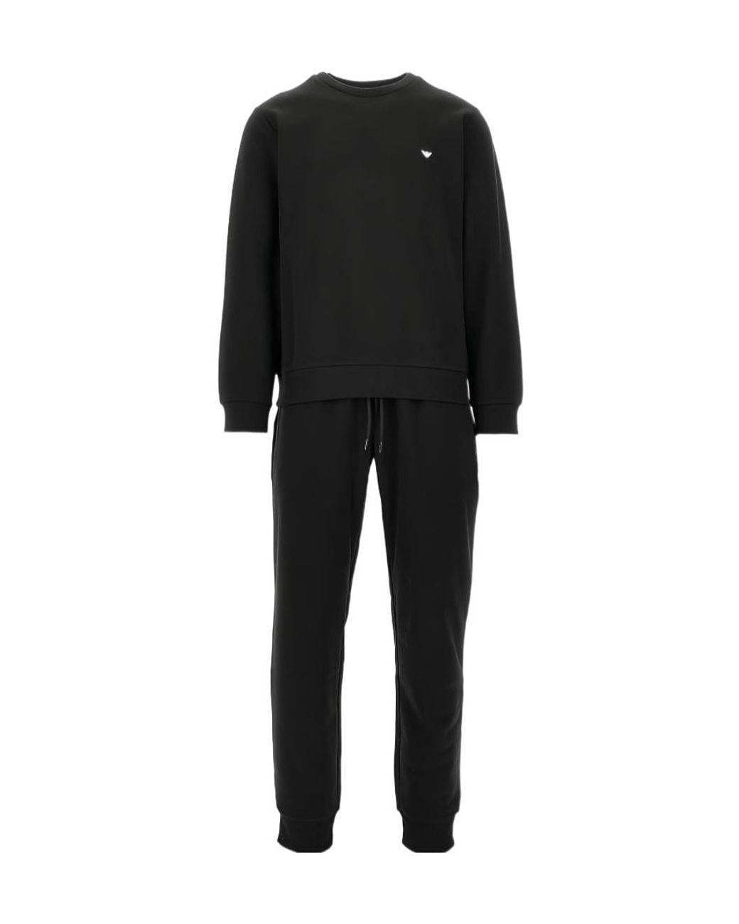 EA7 Black Logo-Print Tracksuit for men