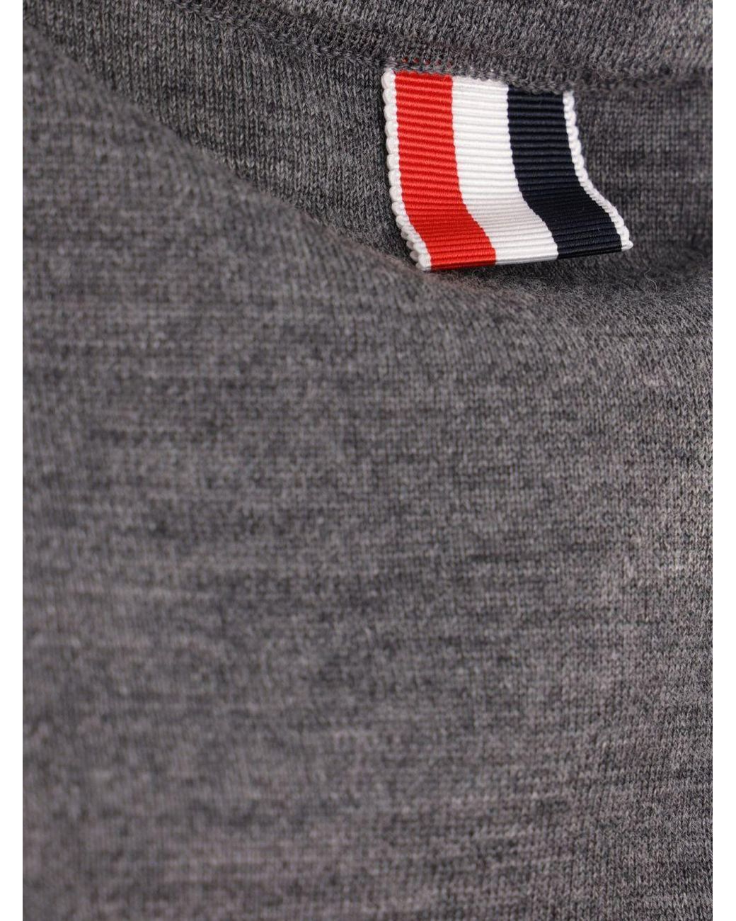 Thom Browne Gray 4-Bar Button Detailed Short-Sleeved Polo Shirt