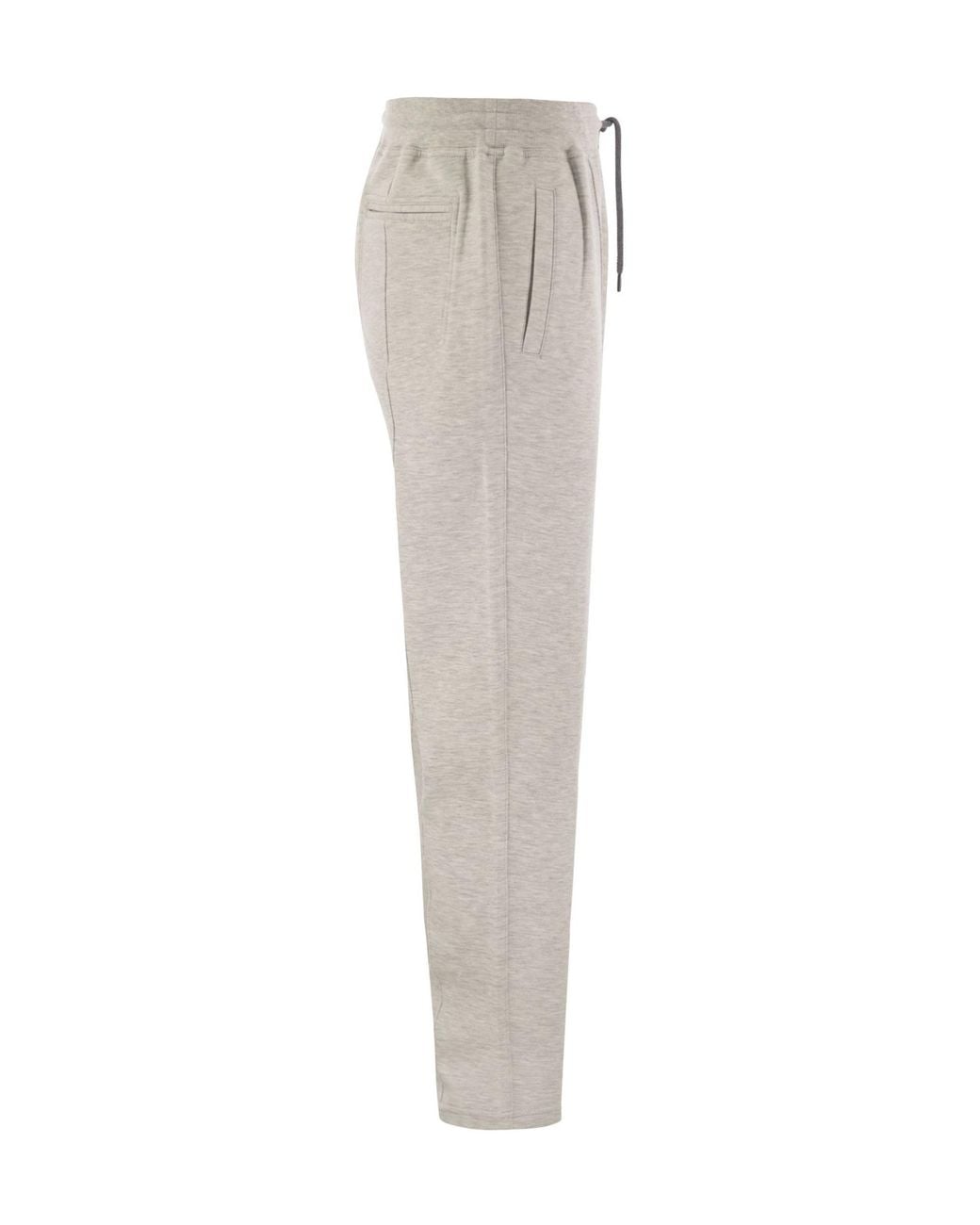 Brunello Cucinelli Gray Drawstring Fleece Trousers for men