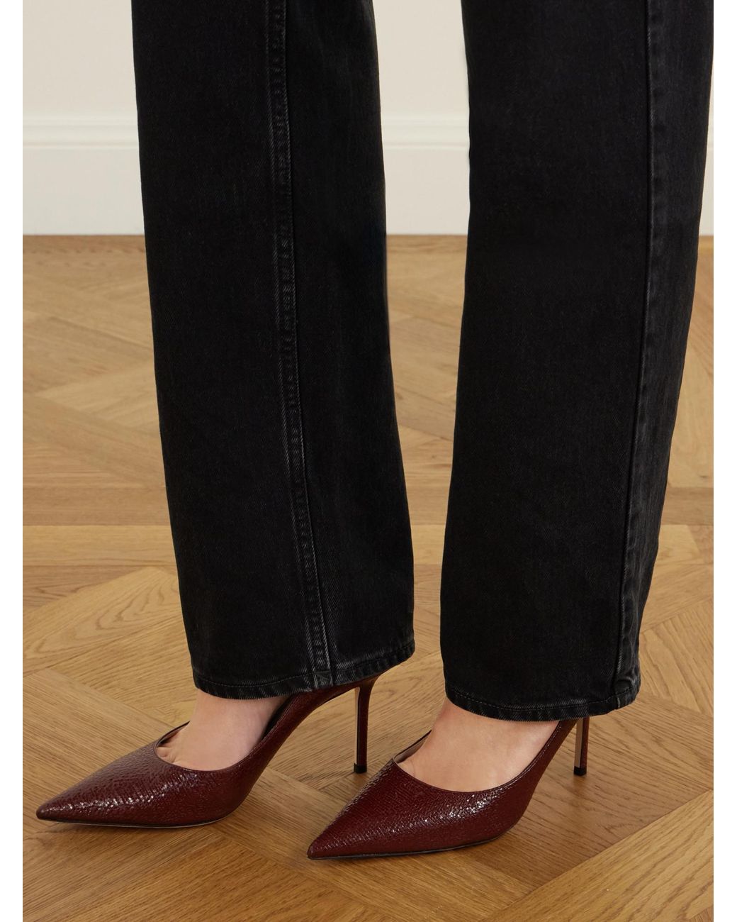 Jimmy Choo Brown Love 85 Crackled-Leather Pumps