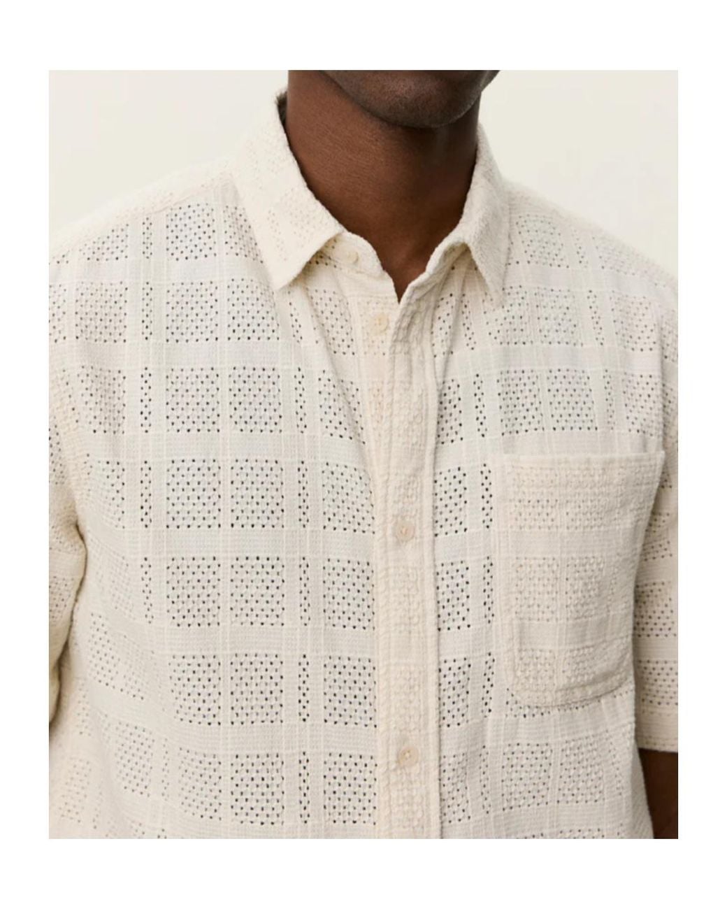 Les Deux White Charlie Open-Work Shirt for men