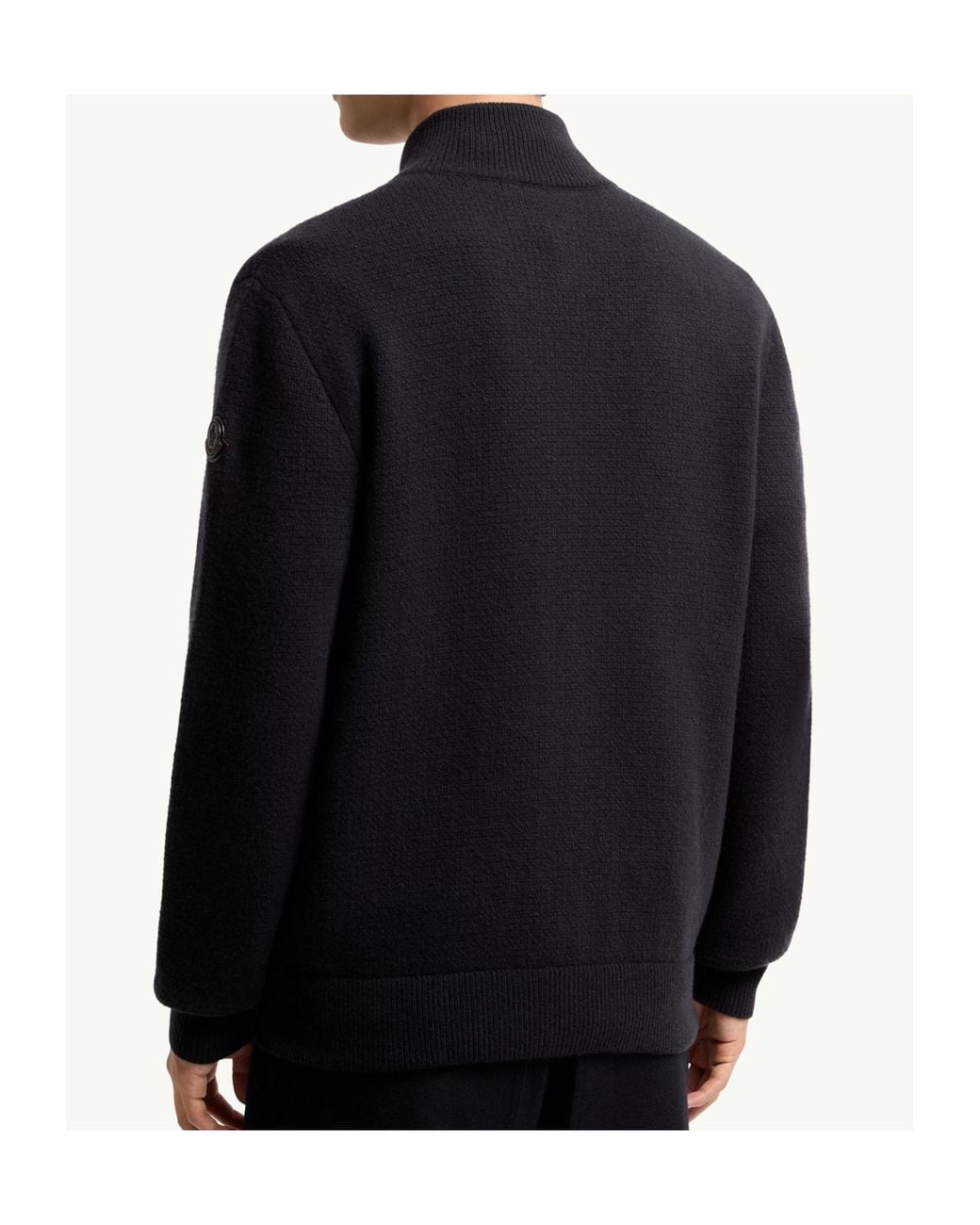 Moncler Blue Wool Cashmere Blend Zip-Up Cardigan for men