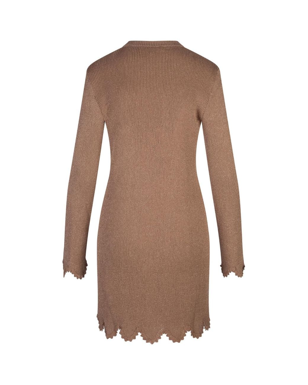 Chloé Brown Ribbed-Knit Mini Dress