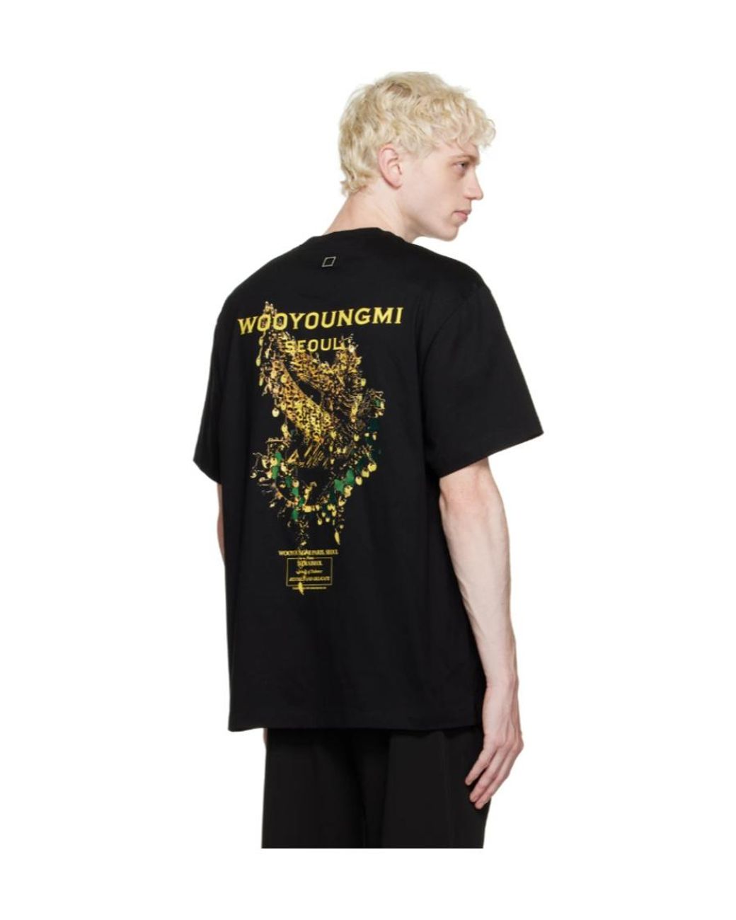 Wooyoungmi Black Graphic-Print Cotton T-Shirt for men