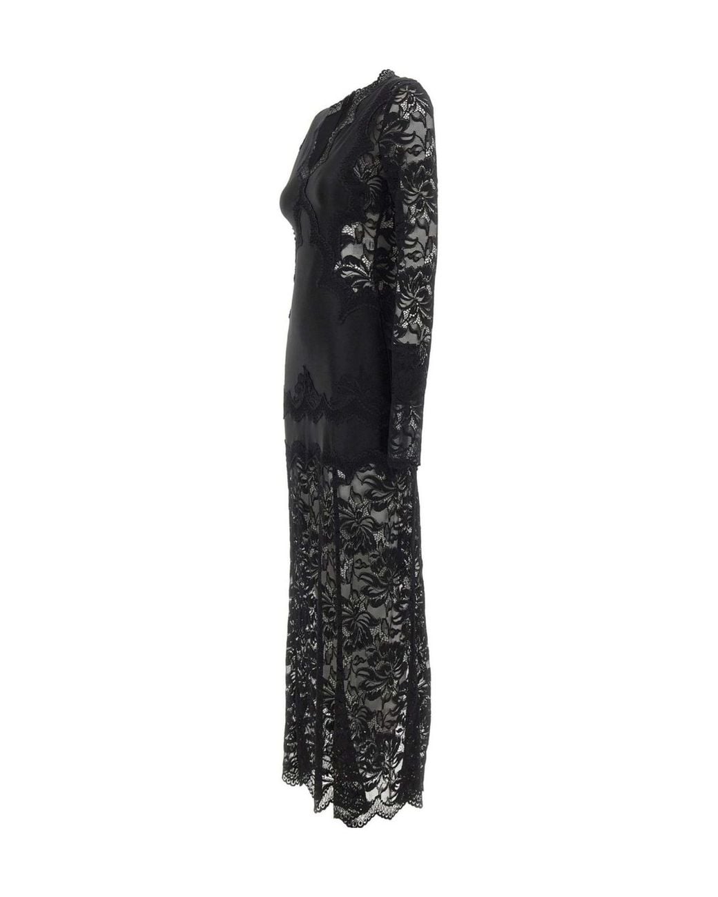 Rabanne Black Rabanne Lace Panel Long Dress