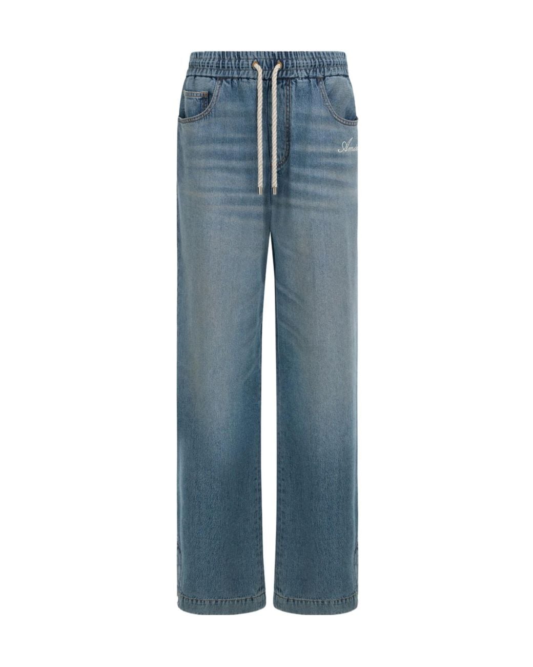 Amiri Blue Drawstring Wide-Leg Jeans for men