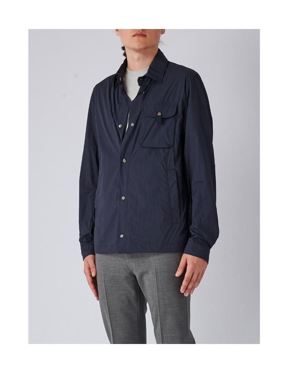 Herno Blue Chest Pocket Lightweight Coat for men
