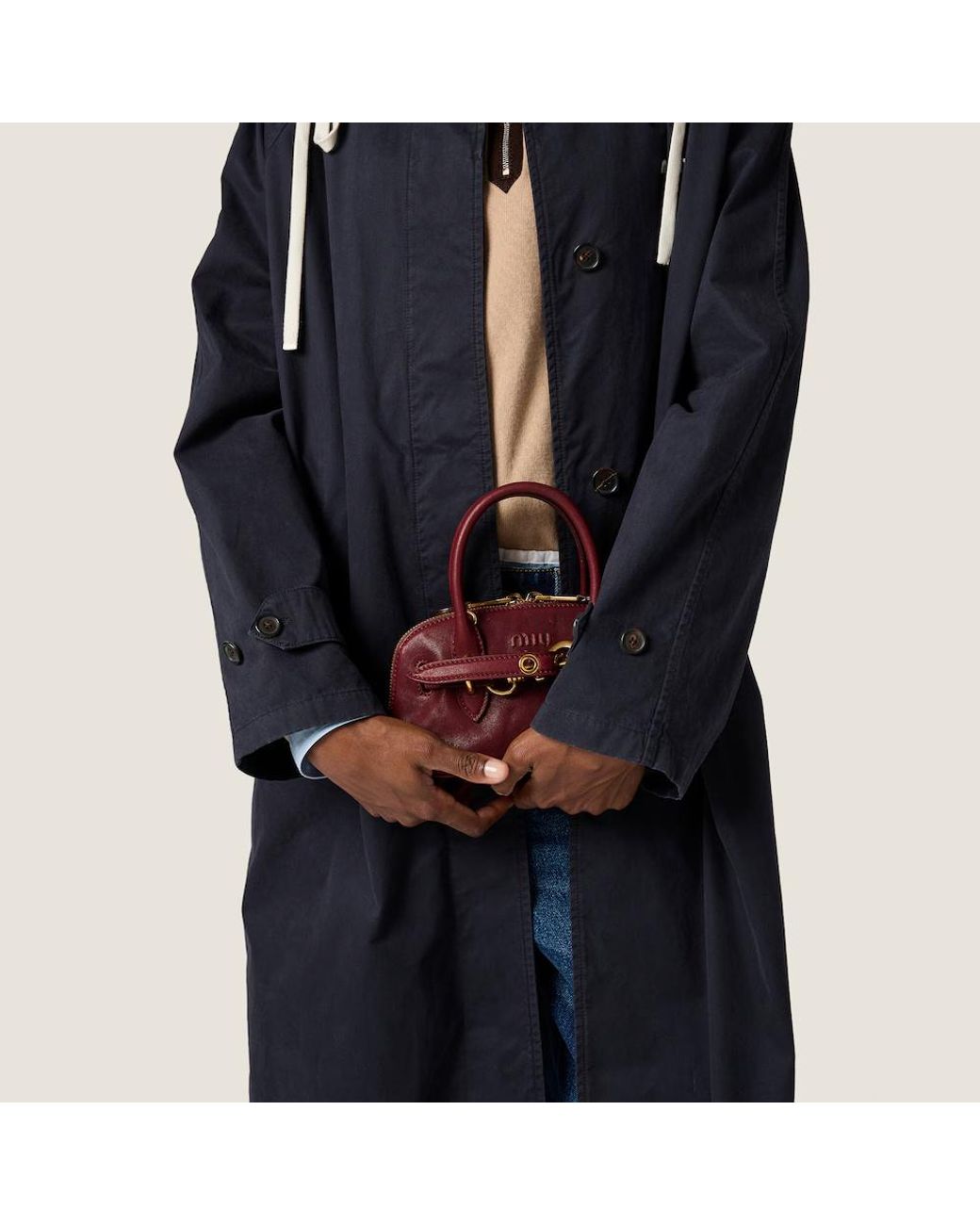 Miu Miu Blue Single-Breasted Washed Gabardine Coat