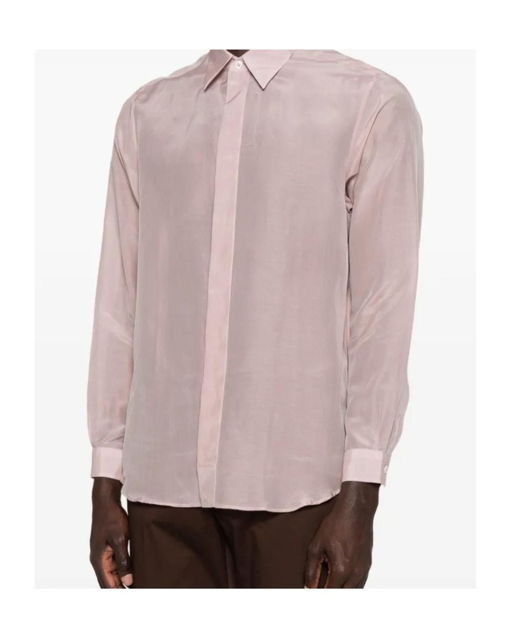 Lardini Pink Concealed-Placket Long-Sleeve Shirt for men
