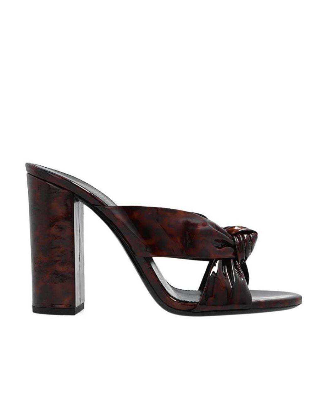 Saint Laurent Brown Tortoiseshell-Effect Twist-Detail Sandals