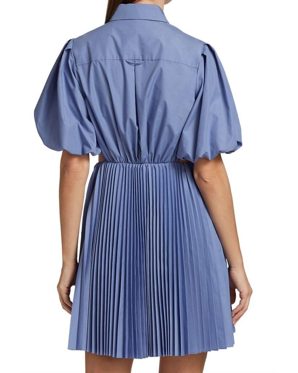 Jonathan Simkhai Blue Puff-Sleeve Cut-Out Shirt Dress