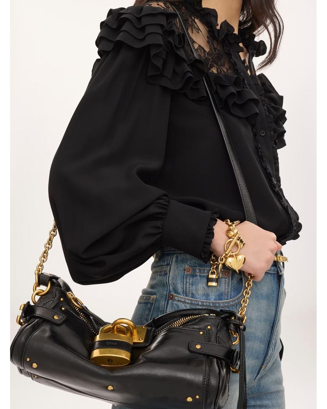 Chloé Metallic Chloé Paddington Heart Charm Bracelet
