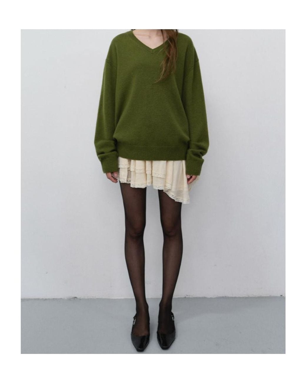 DUNST Green V-Neck Sweater for men