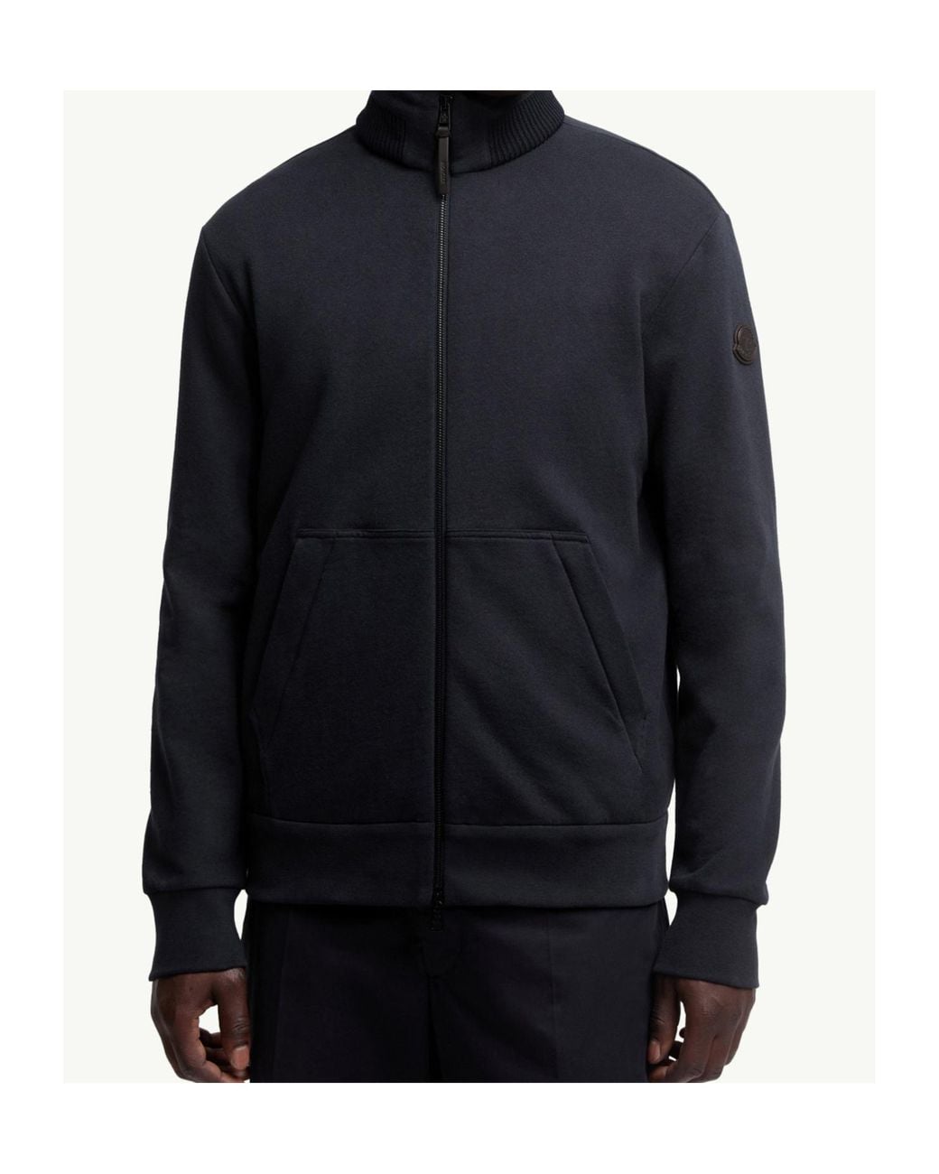 Moncler Blue Cotton Cashmere Zip-Up Sweatshirt for men