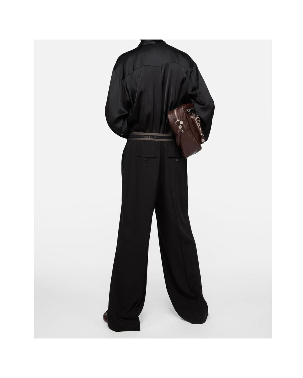 Acne Black Layered Satin Blouse