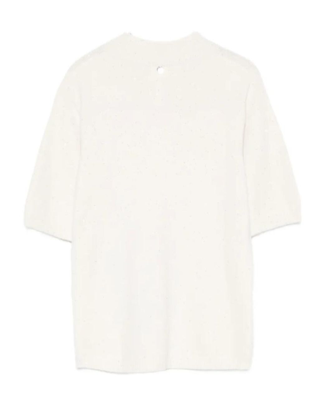 Liu Jo White Short-Sleeve Knitted Top