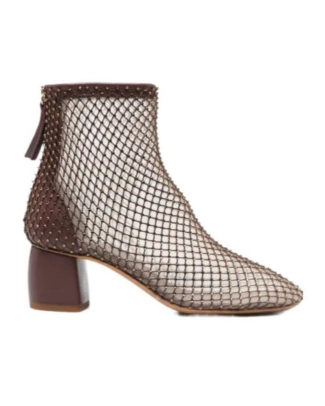 Forte_forte Brown My Alma Studded-Net Ankle Boots