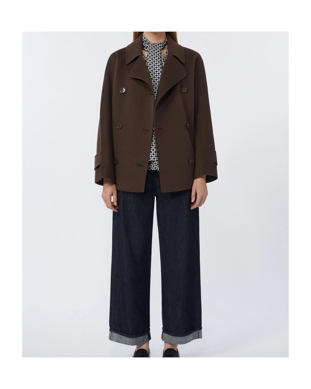 Max Mara Brown 'S Louise Double Breasted Short Belted Jacket