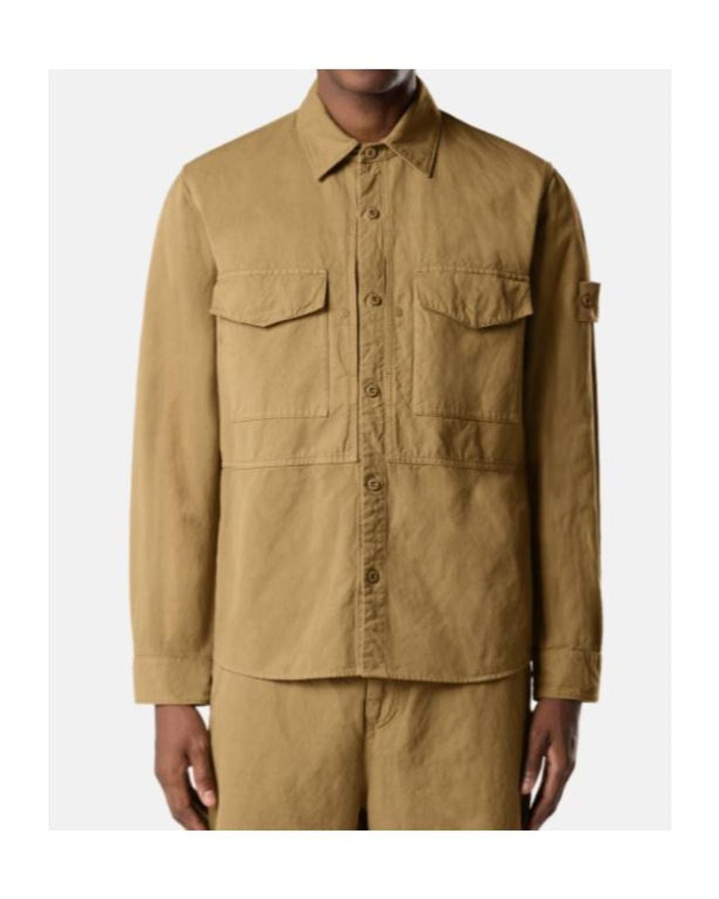 Stone Island Natural Logo Patch Overshirt for men