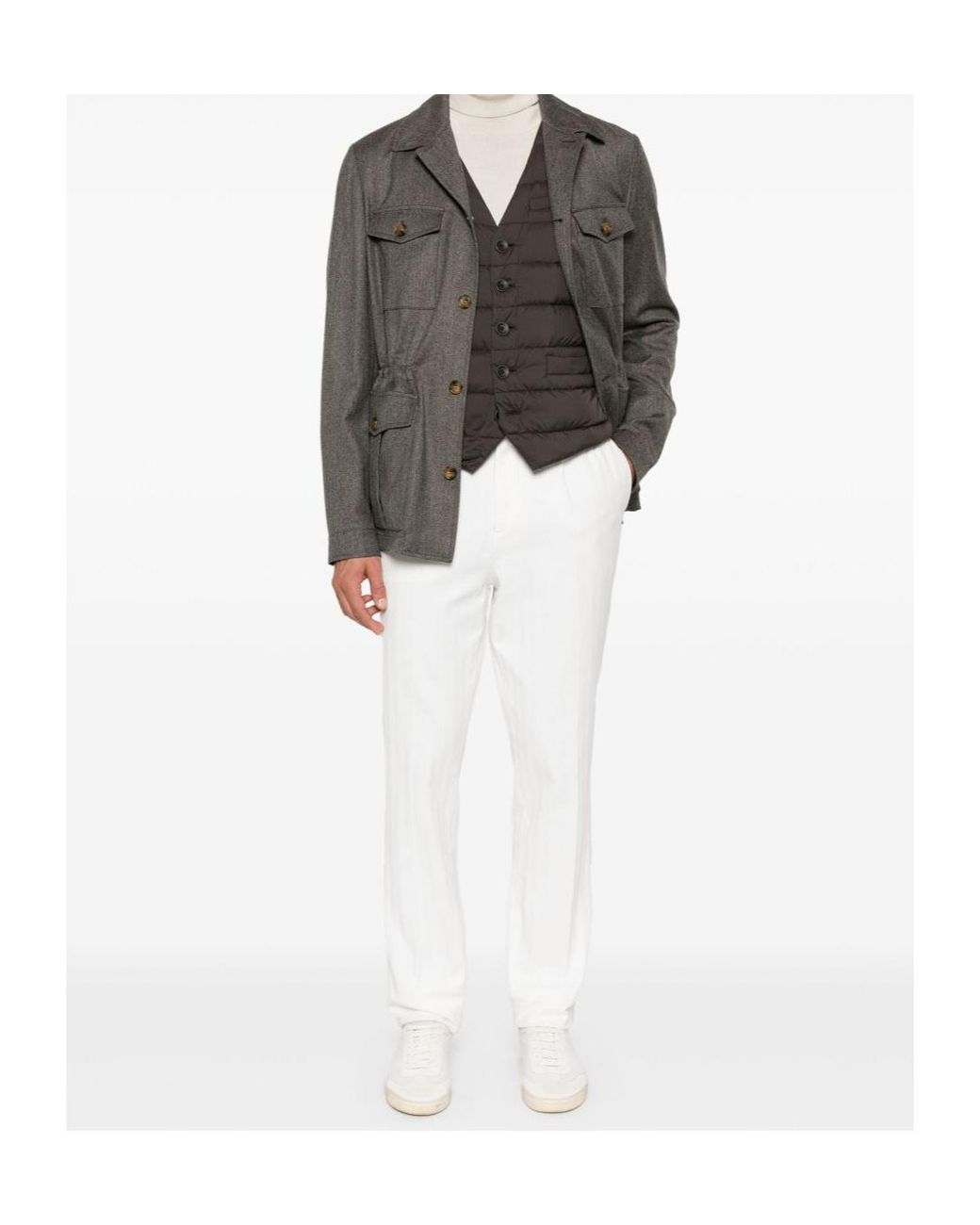 Herno Gray Single-Breasted Down Vest for men