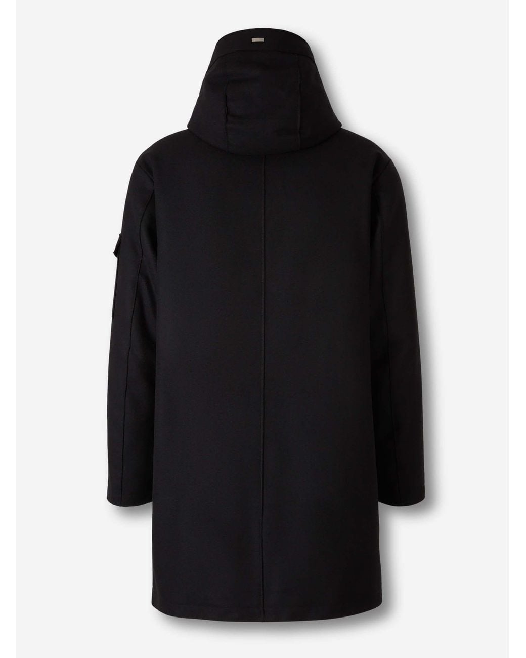 Herno Black High Collar Long Coat for men