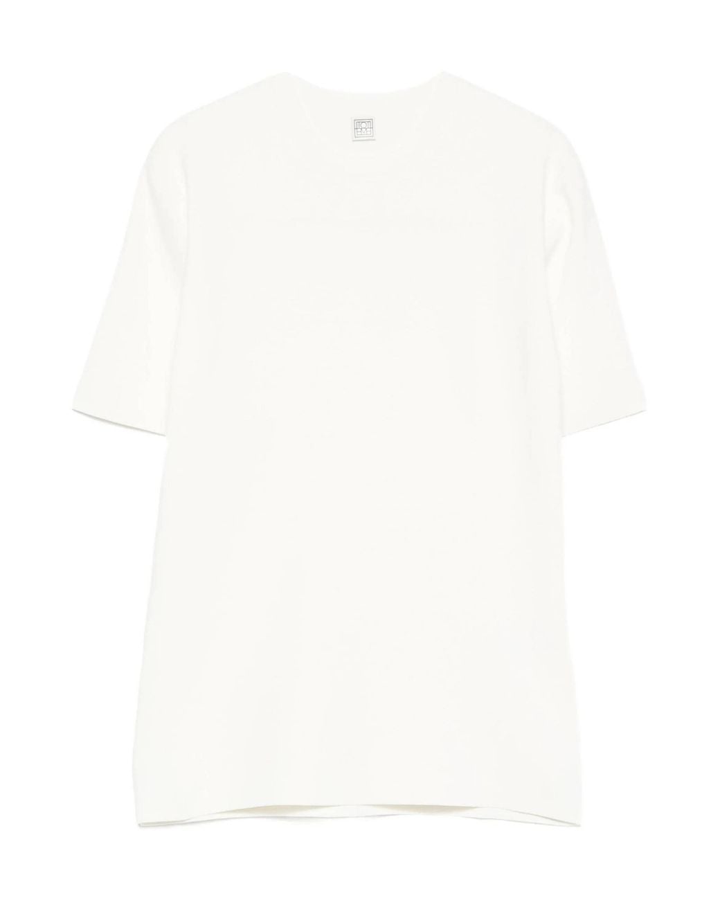 Totême White Totême Short Sleeved Knitted Top