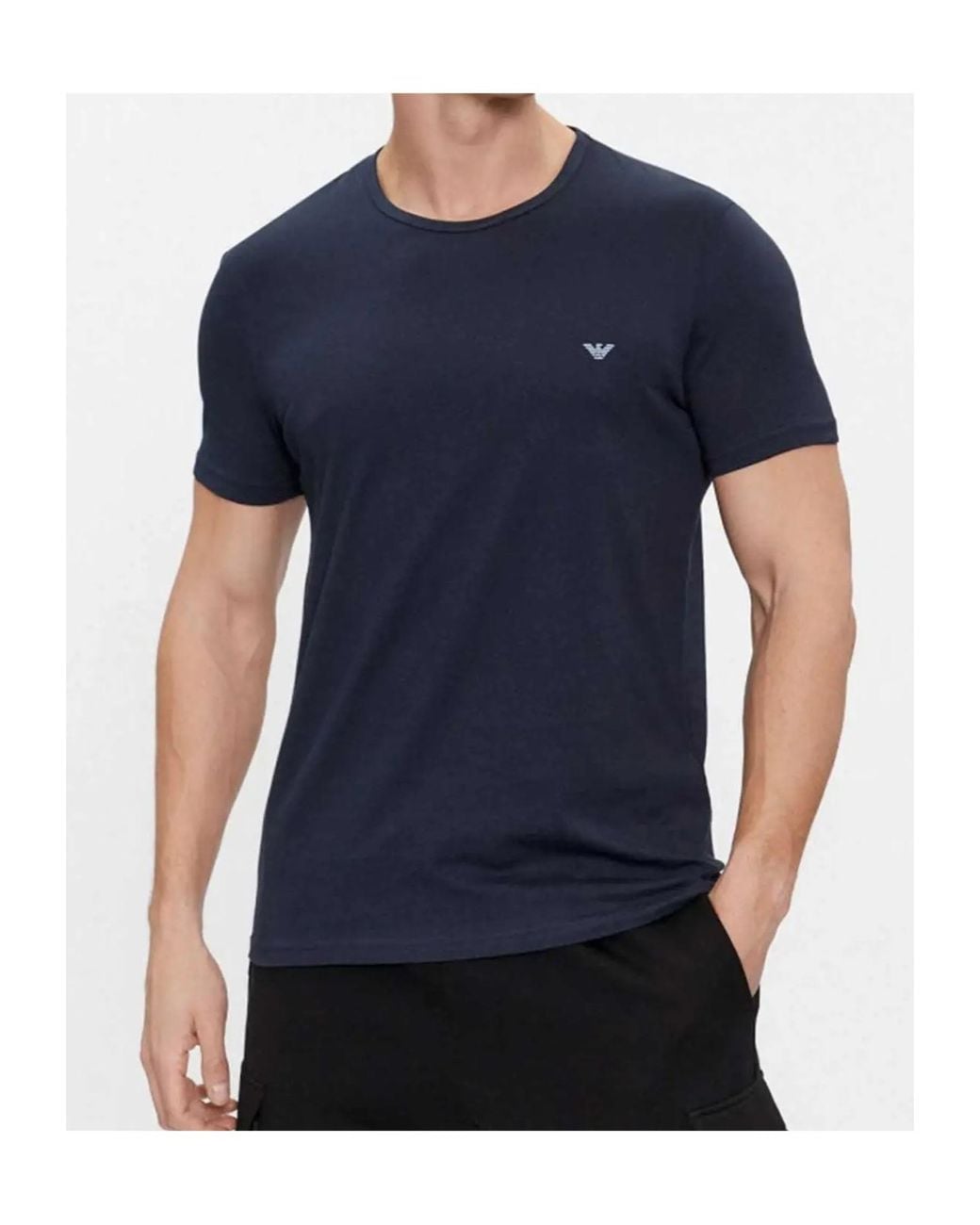 Emporio Armani Blue Crew Neck Short Sleeve T-Shirt 2-Piece Set for men