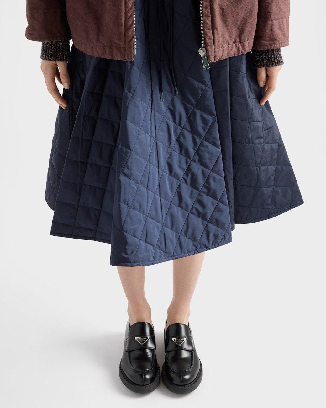 Prada Blue Quilted Midi Skirt