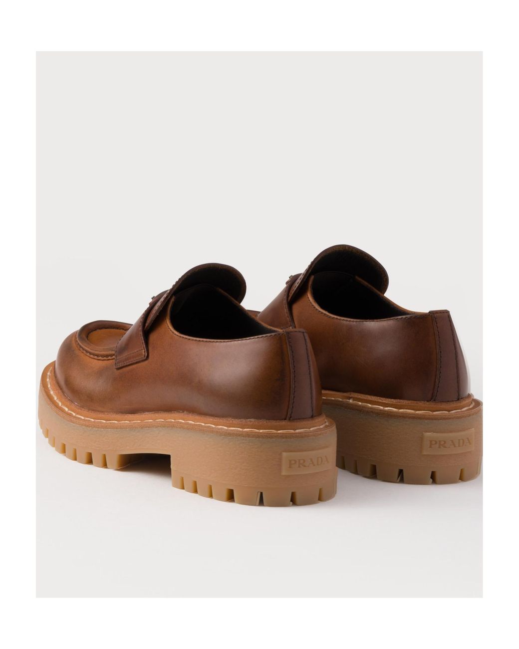 Prada Brown Caramel Leather Loafers
