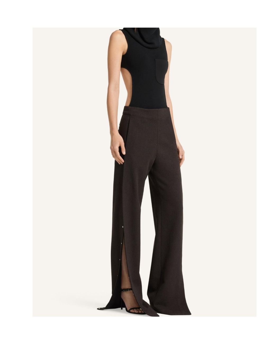 Courreges Brown Snap Heather Twill Straight Pants