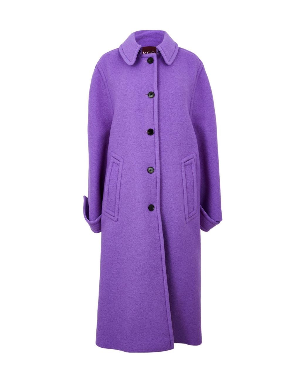 Gucci Purple Solid Color Wool Overcoat
