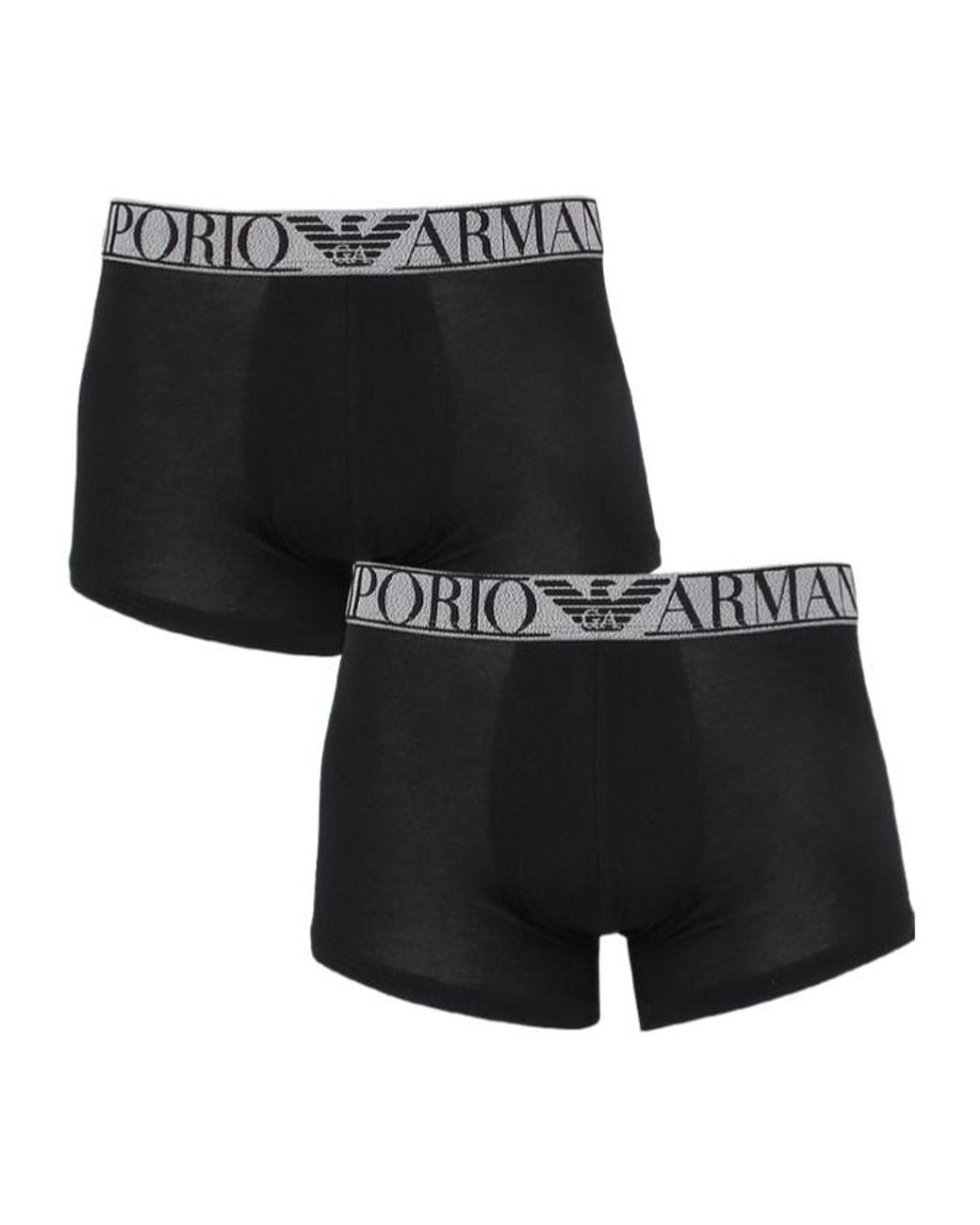 Emporio Armani Black Elastic Waist Boxer Briefs 2-Pack for men
