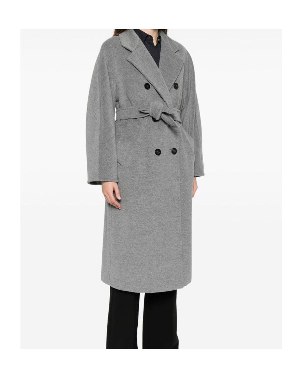 Max Mara Gray Collared Long-Sleeved Coat
