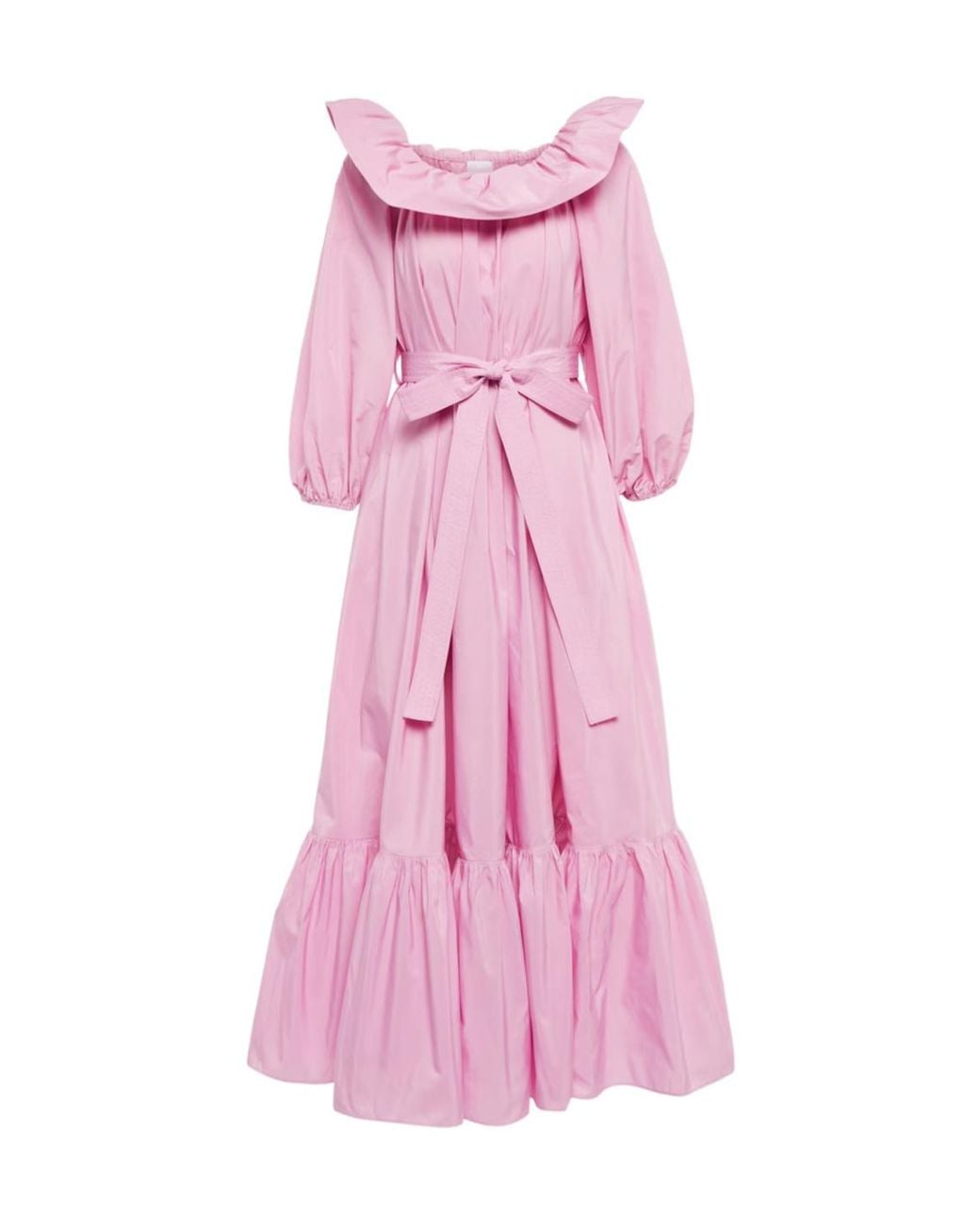 Patou Pink Off-The-Shoulder Long-Sleeved Dress