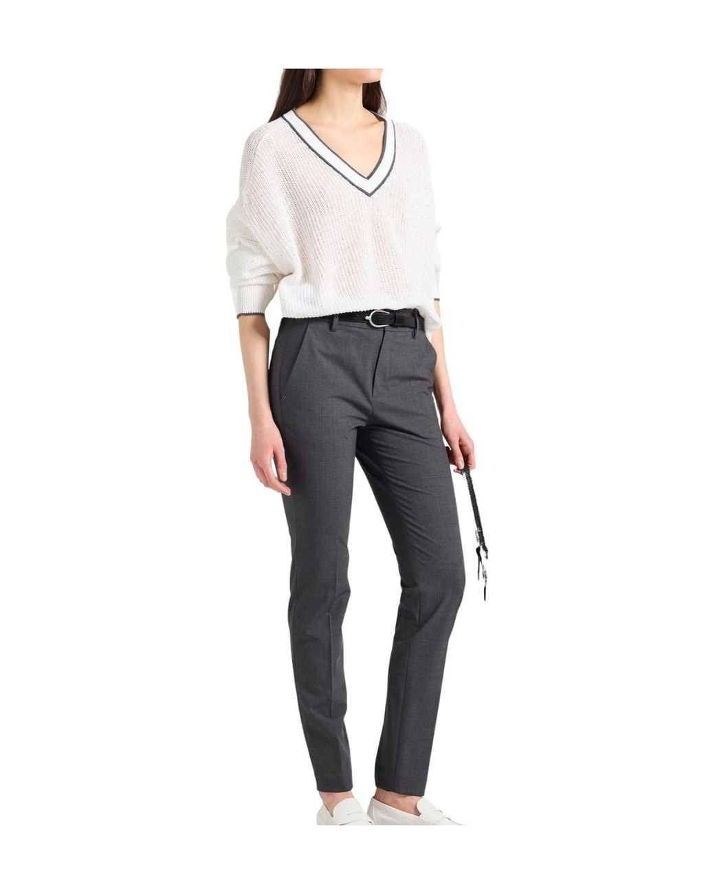 Brunello Cucinelli Gray Fitted Tailored Trousers