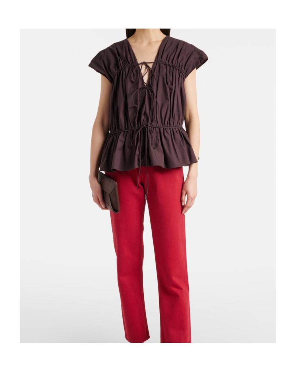 TOVE Brown Thea Cotton Top