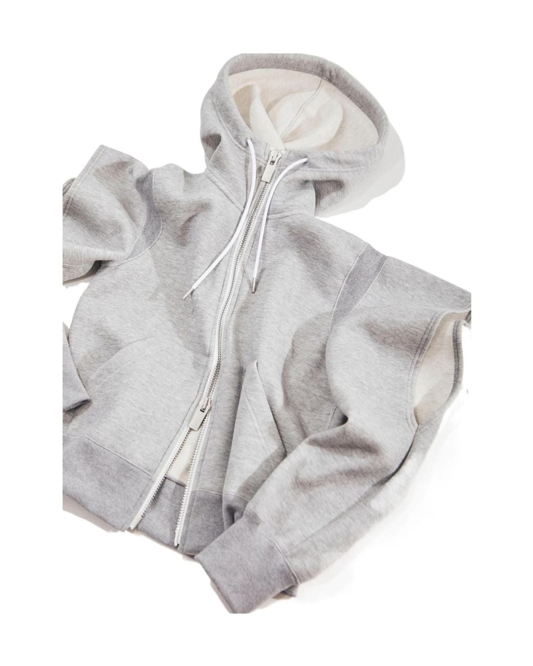 Sacai Gray Sponge Sweat Zip-Up Hoodie