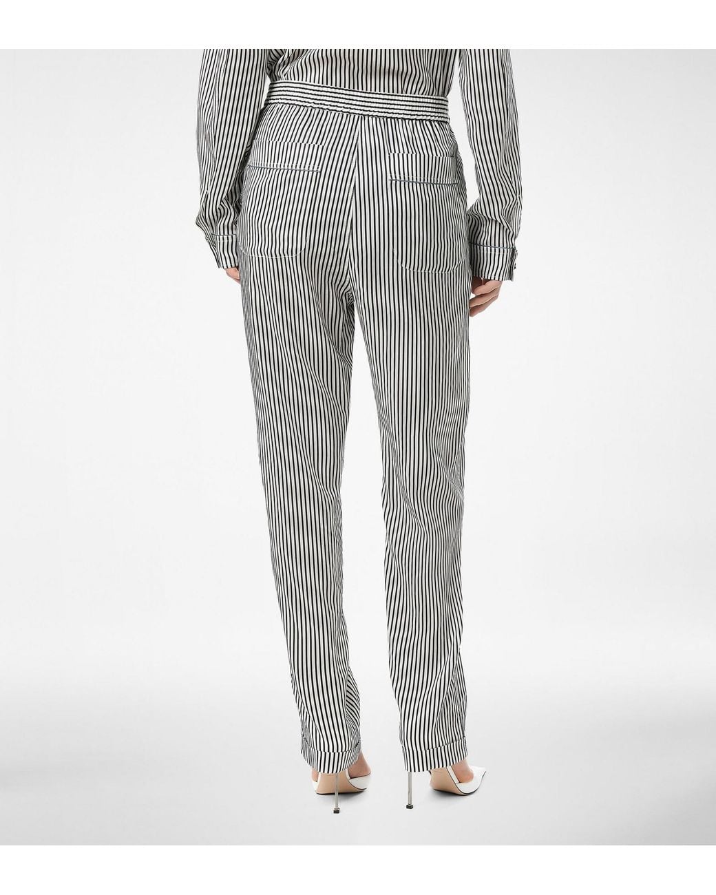 Tom Ford Gray Striped Turn-Up Hem Trousers