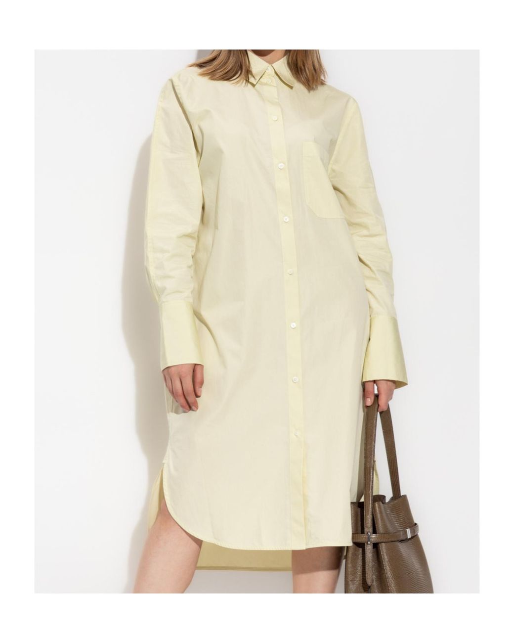 Totême White Long-Sleeve Button-Down Shirt Dress