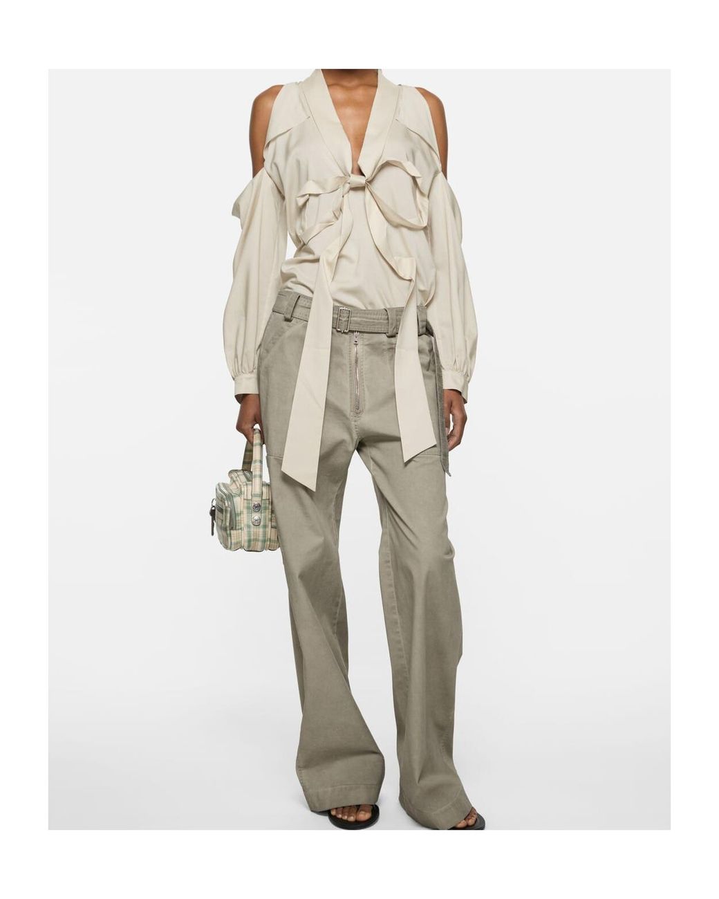 Acne White Cut-Out Blouse With Bow