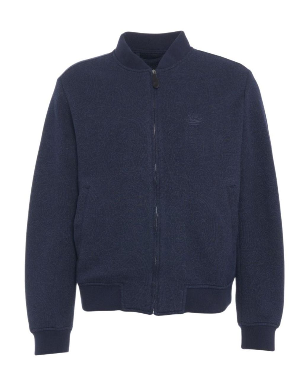 Etro Blue Logo Embroidered Zipped Bomber Jacket for men