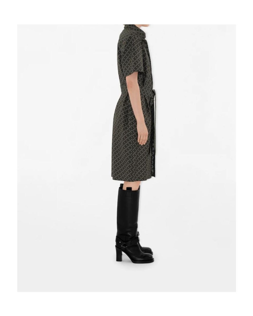 Burberry Black Check-Pattern Cotton Shirt Dress