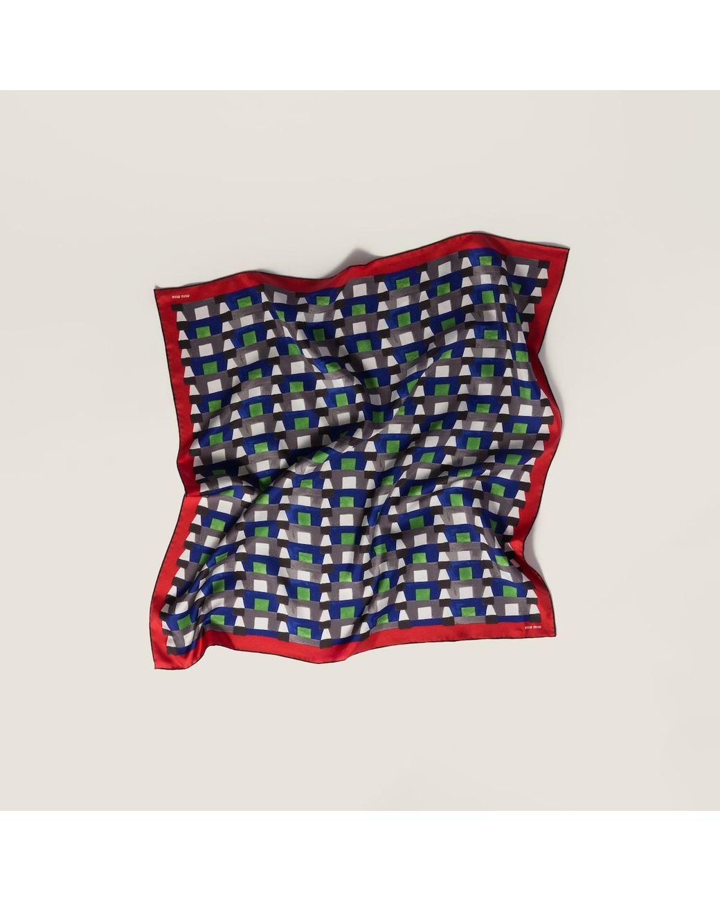 Miu Miu Blue Printed Silk Scarf
