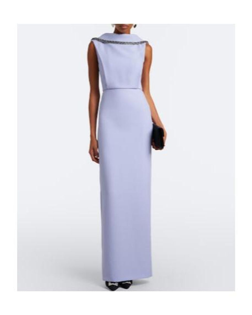 Roland Mouret Purple Crystal-Embellished Neckline Maxi Dress