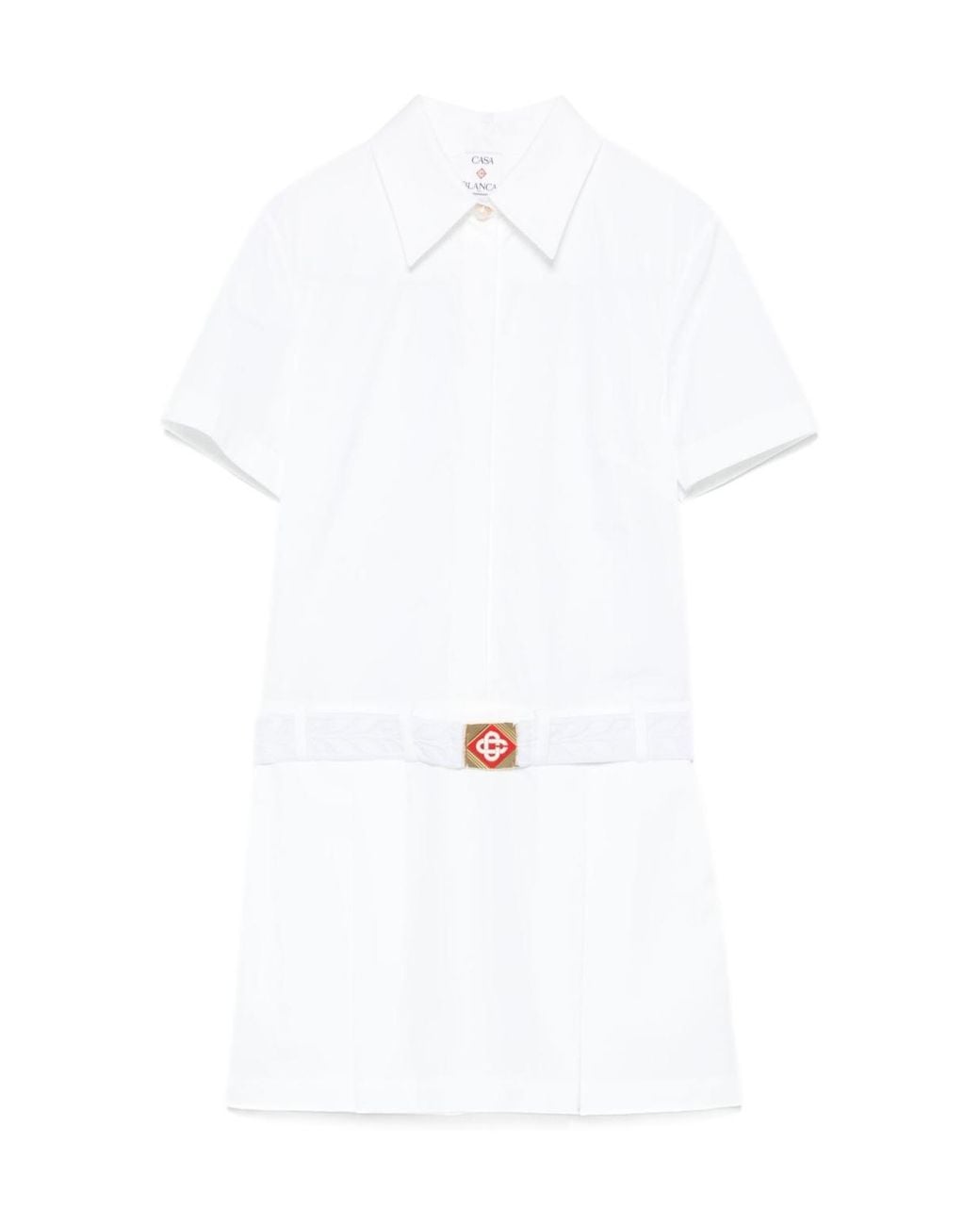 Casablanca White Pleated Cotton Mini Dress