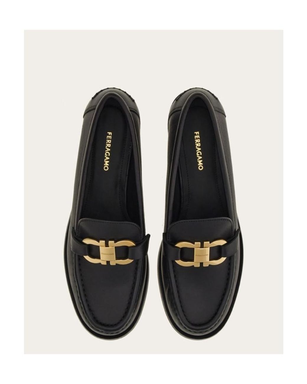 Ferragamo Black Gancini Buckle-Detailed Loafers